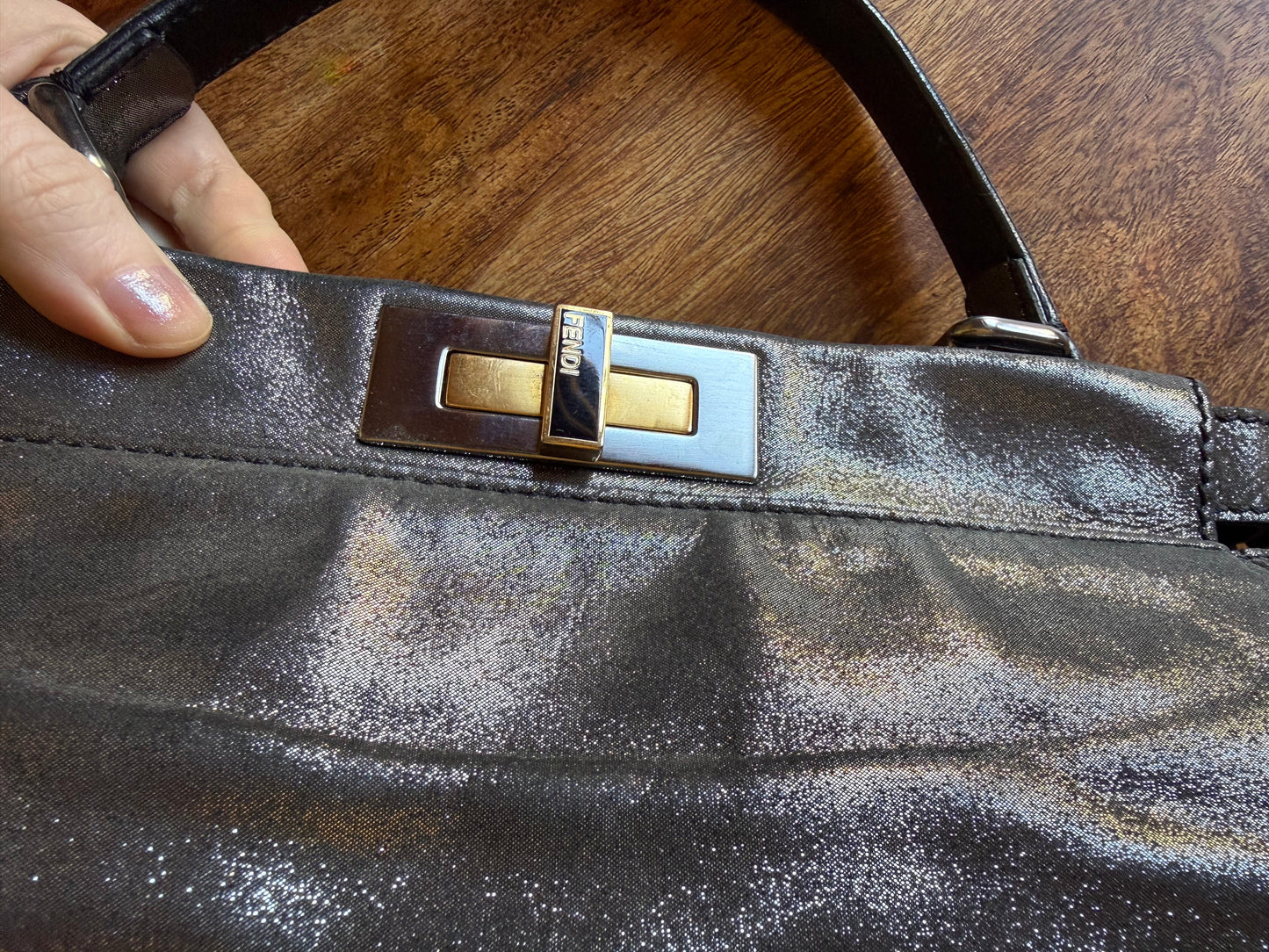 Vintage Fendi Metallic Nylon Peakaboo