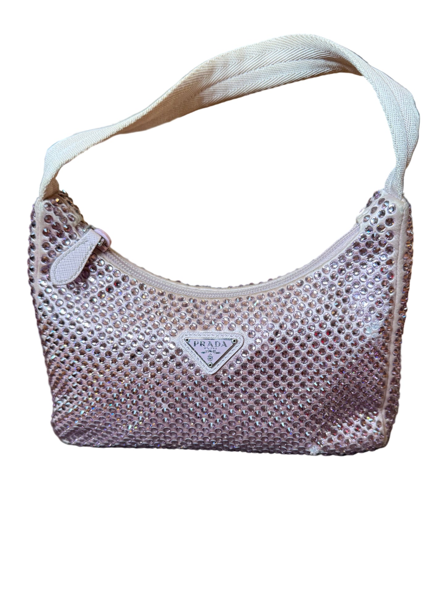 Preloved Prada Re-edition 2000 Pink Crystal Nylon Shoulder Bag