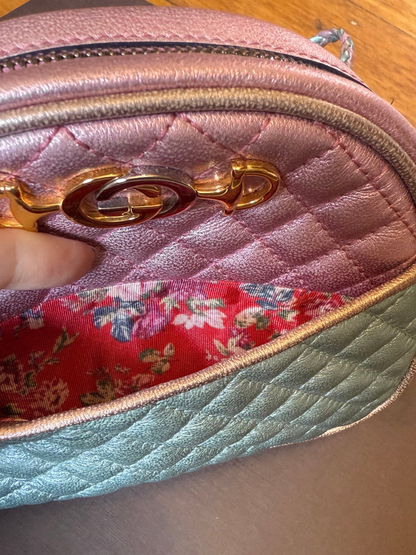 Gucci Trapuntata Mini Multicolor Metallic Calfskin Crossbody Bag